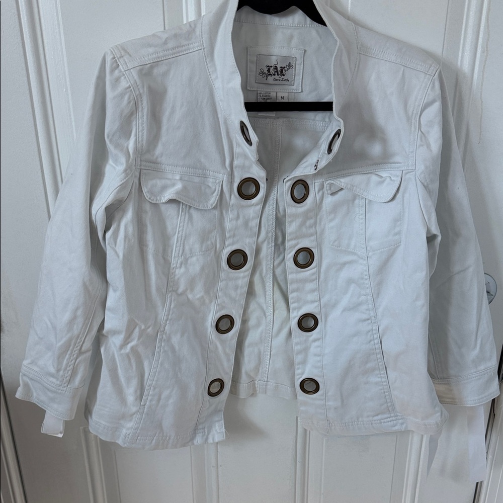 EUC Live a Little White Jean Jacket M